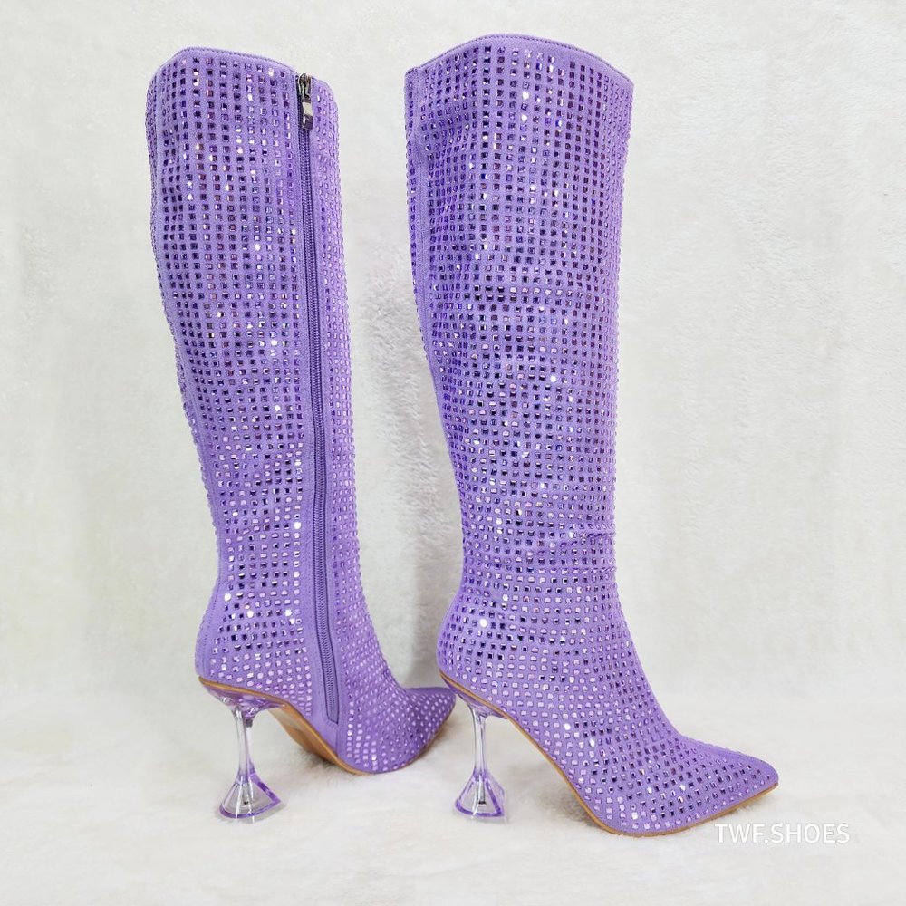 Women's Purple Rhinestone Boots - Picture 3 of 12